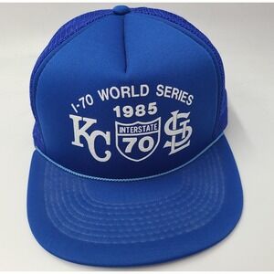 Vtg 1985 I-70 World Series Mesh Snapback Hat Cap Kansas City Royals Cardinals